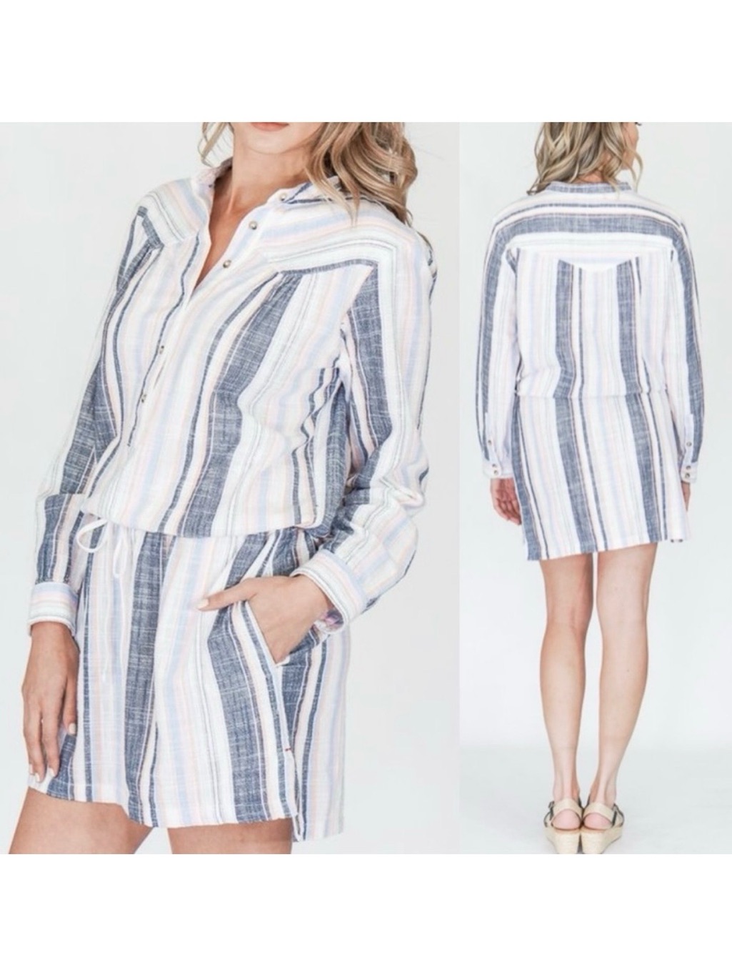 Xirena Emersyn Cotton Dress Horizon Multi Stripes Beach Coastal Mini